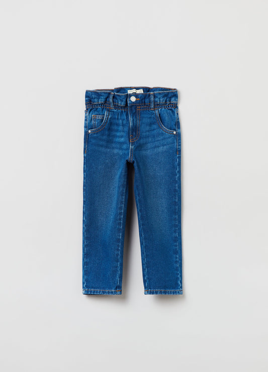 Ovs Girls Five-Pocket, Paper Bag Jeans.