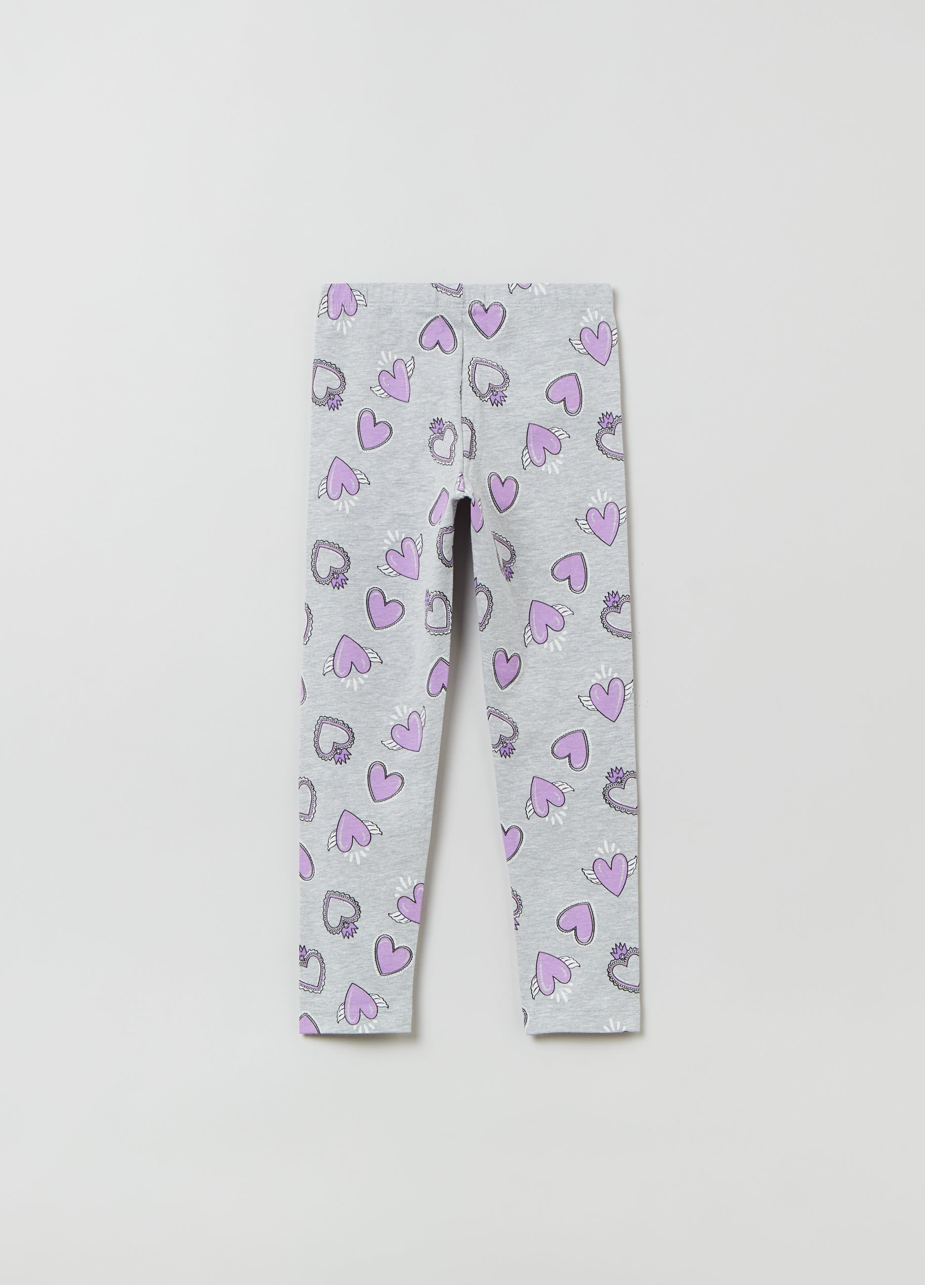 Ovs Kids Girl Leggings In Stretch Cotton With Heart Print