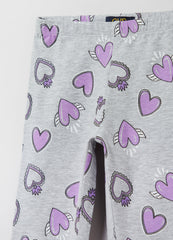 Ovs Kids Girl Leggings In Stretch Cotton With Heart Print
