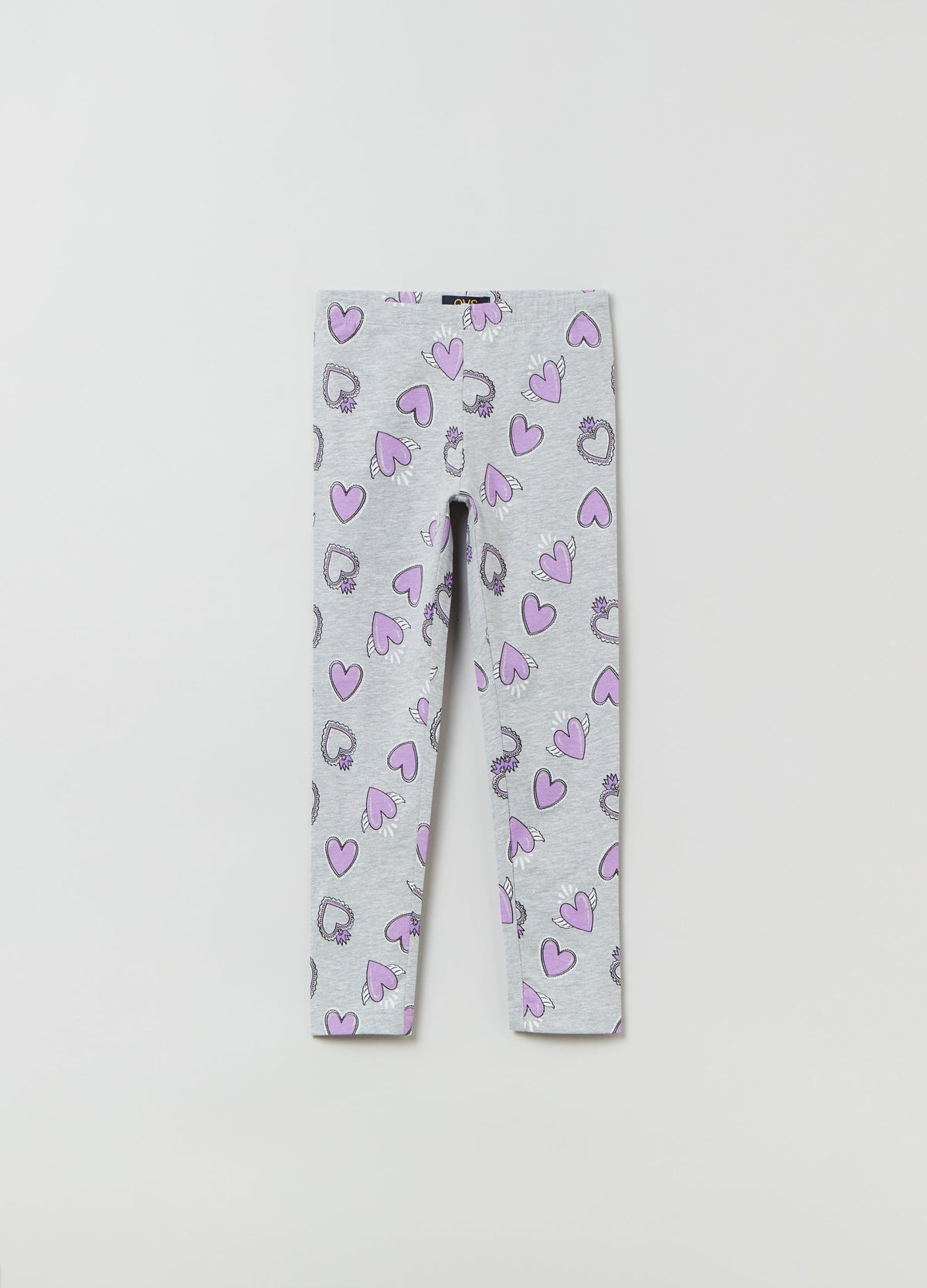 Ovs Kids Girl Leggings In Stretch Cotton With Heart Print