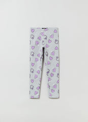 Ovs Kids Girl Leggings In Stretch Cotton With Heart Print