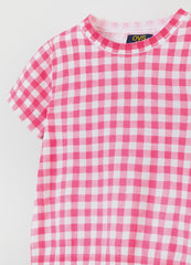 OVS Kids Girl Jersey T-Shirt With Gingham Pattern