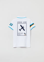 Ovs Kids Boy Polo Shirt In Jersey With Print And Patch