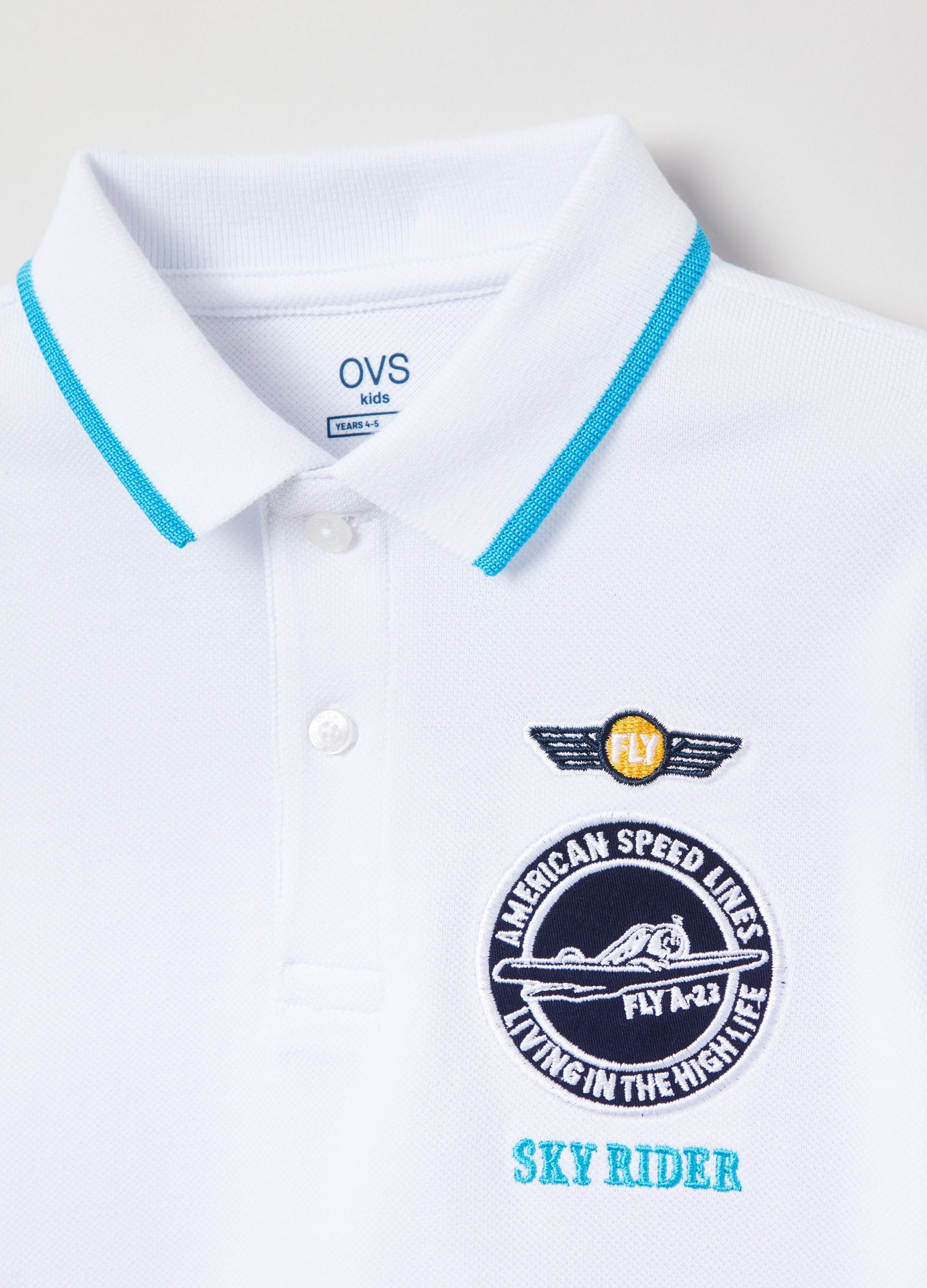 Ovs Kids Boy Polo Shirt In Jersey With Print And Patch
