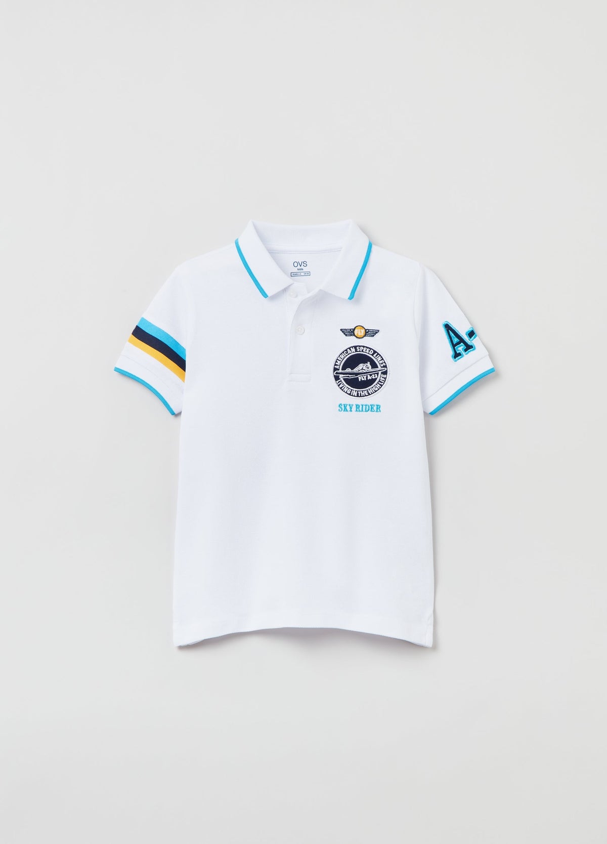 Ovs Kids Boy Polo Shirt In Jersey With Print And Patch