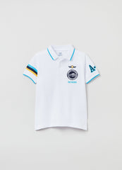 Ovs Kids Boy Polo Shirt In Jersey With Print And Patch