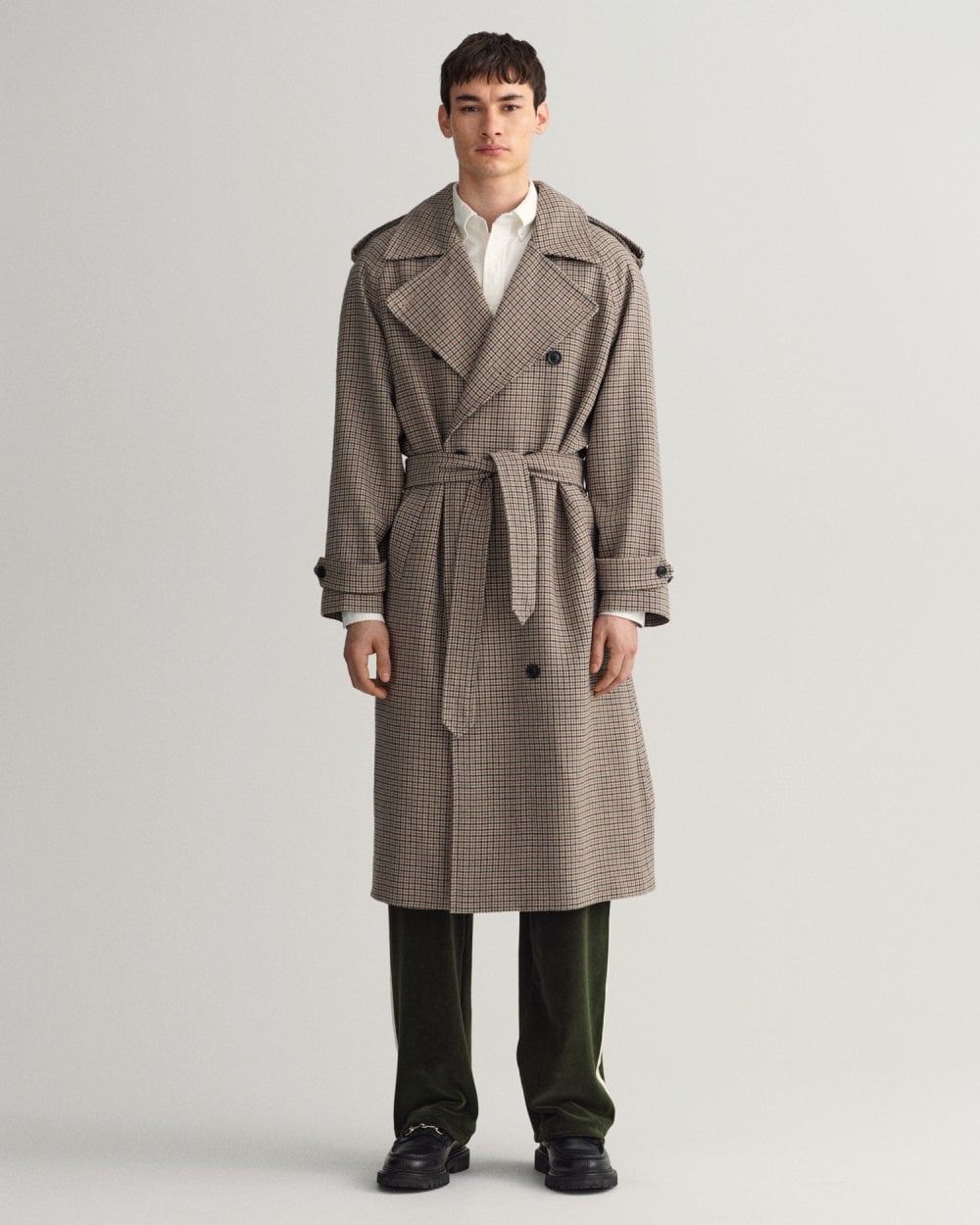 Gant Houndstooth Wool Trench Coat