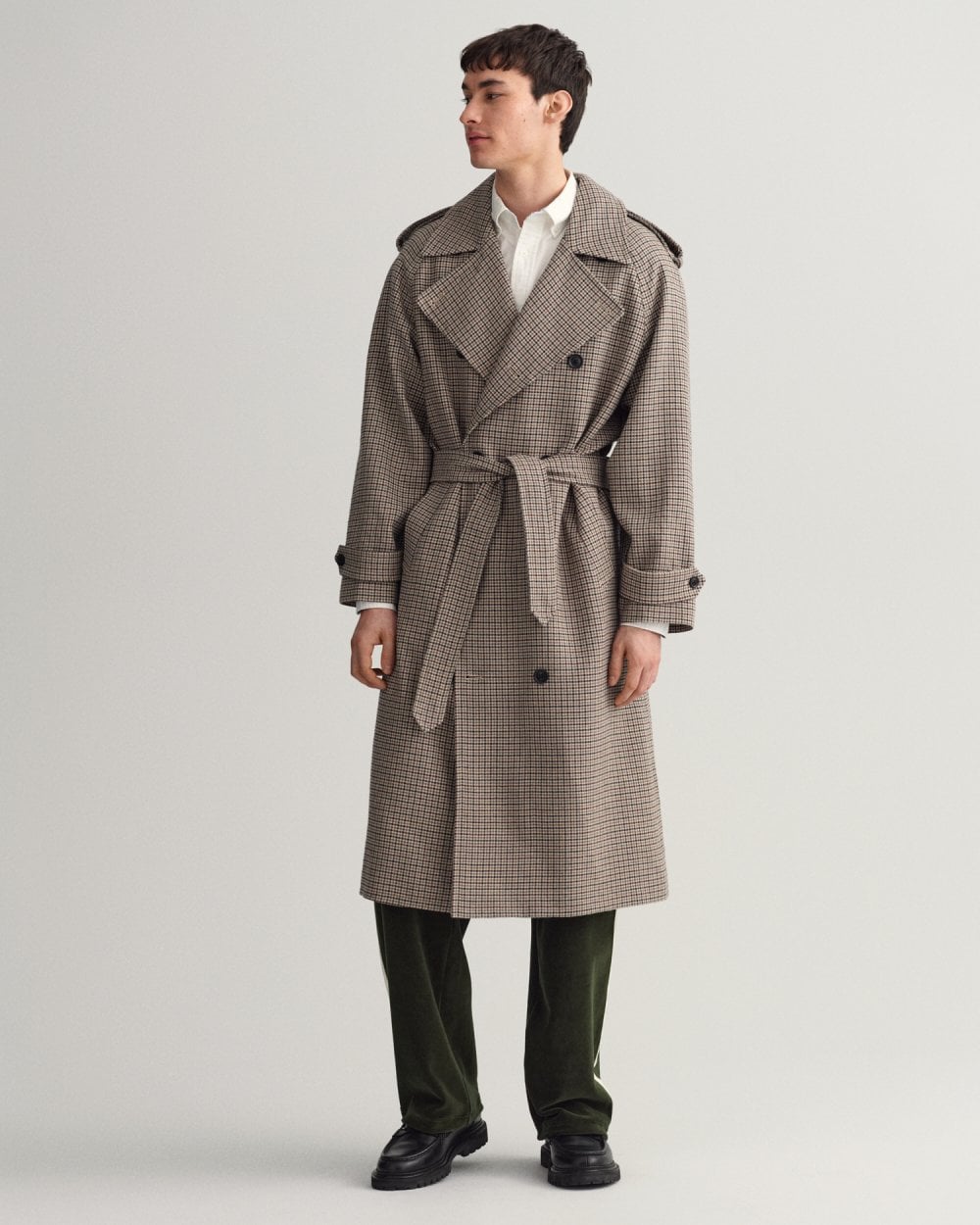 Gant Houndstooth Wool Trench Coat
