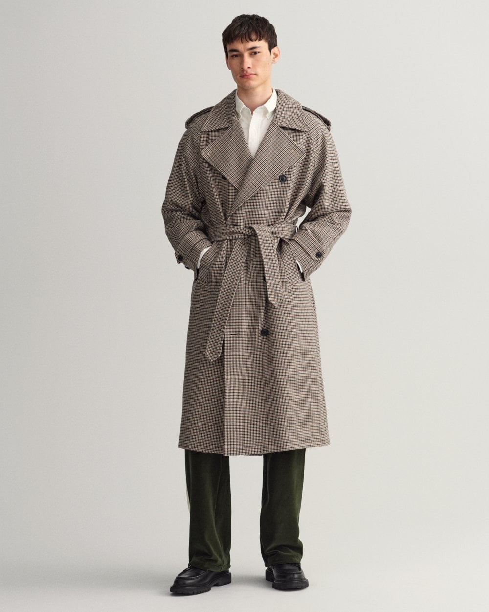 Gant Houndstooth Wool Trench Coat