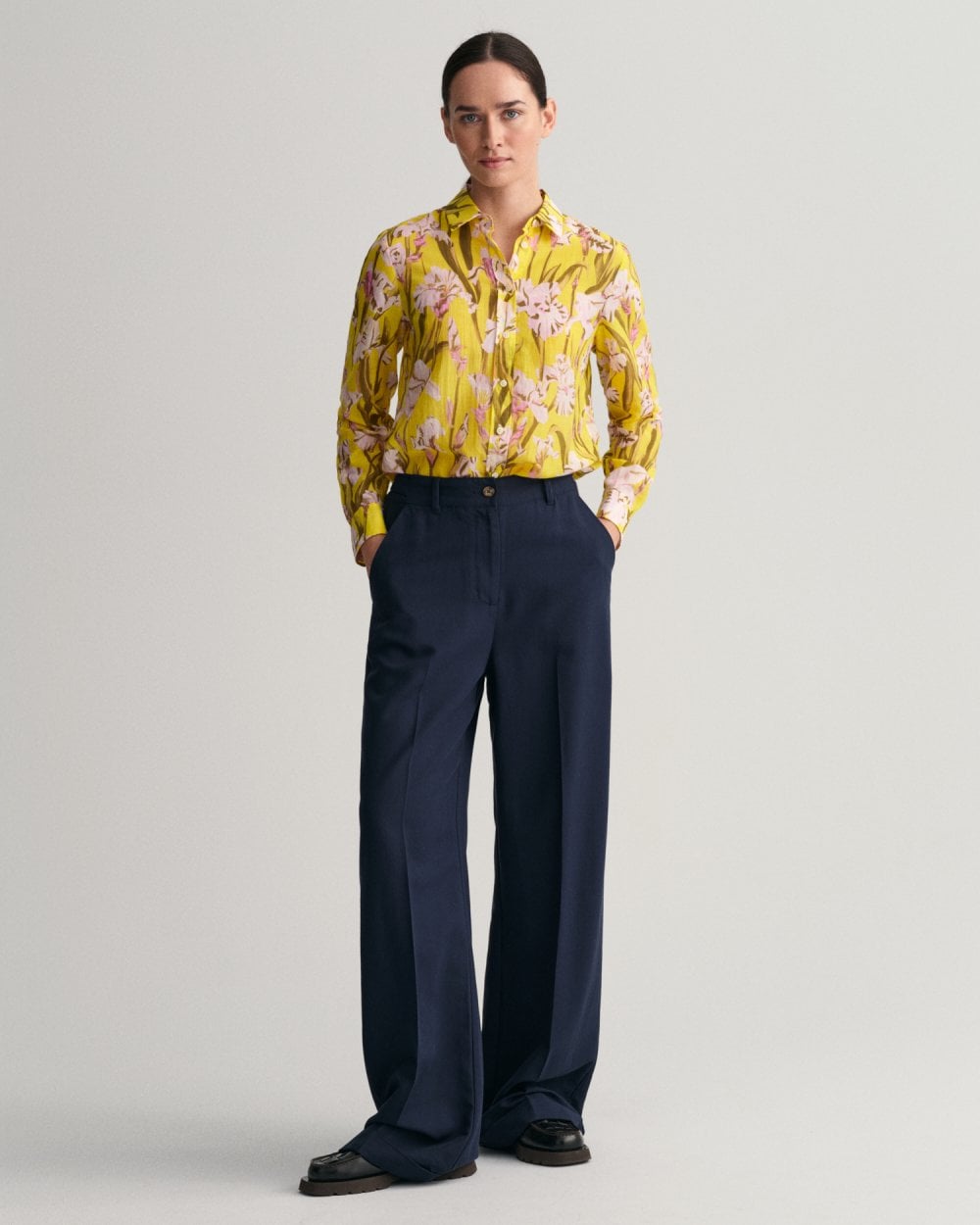 Gant Regular Fit Iris Print Cotton Silk Shirt