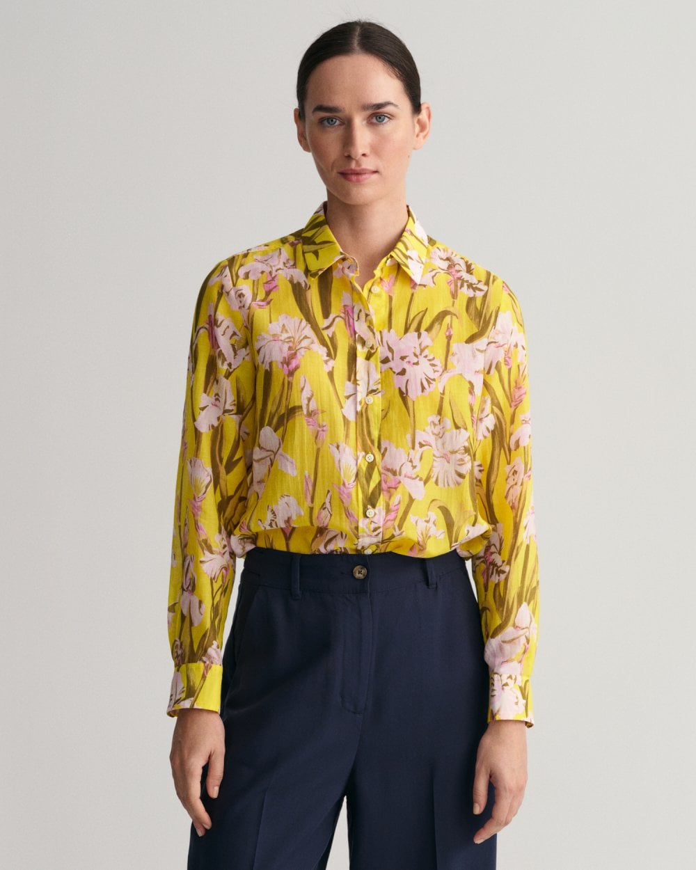 Gant Regular Fit Iris Print Cotton Silk Shirt