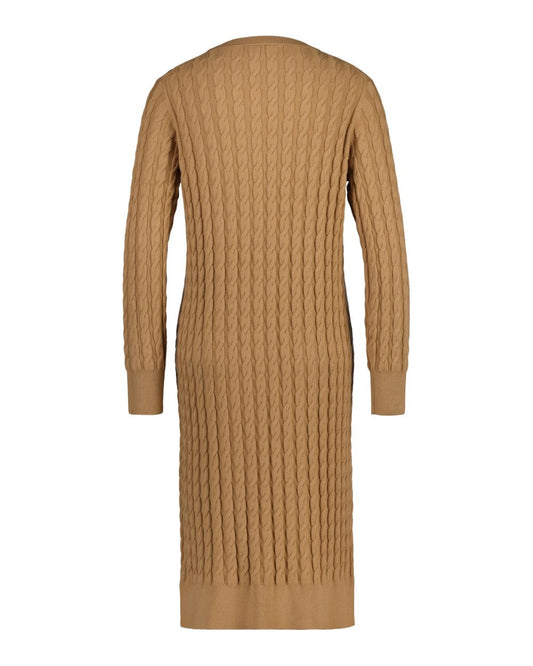 Gant Stretch Cotton Cable Knit Crew Neck Dress