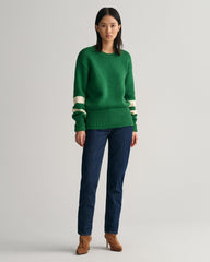 GANT Striped Sleeve Crew Neck Sweater