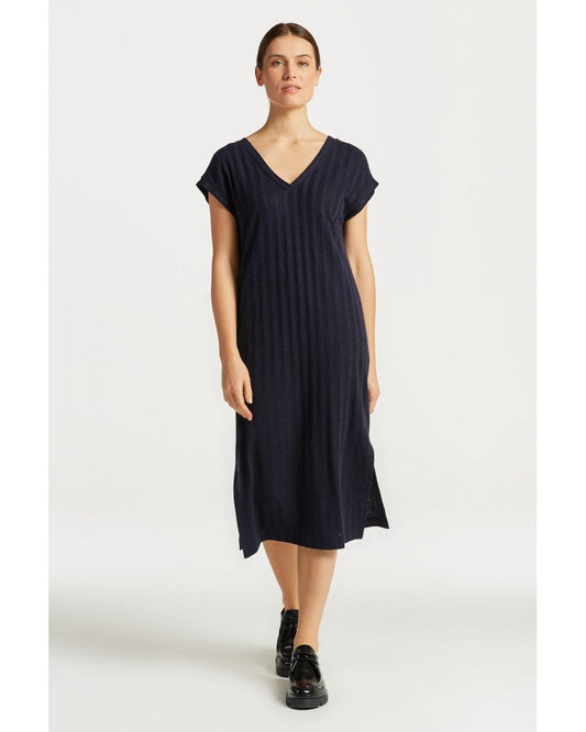 Gant Linen Rib Sleeveless V-Neck Dress