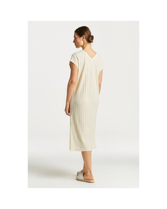 Gant Linen Rib Sleeveless V-Neck Dress
