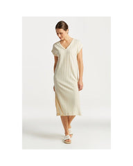 Gant Linen Rib Sleeveless V-Neck Dress