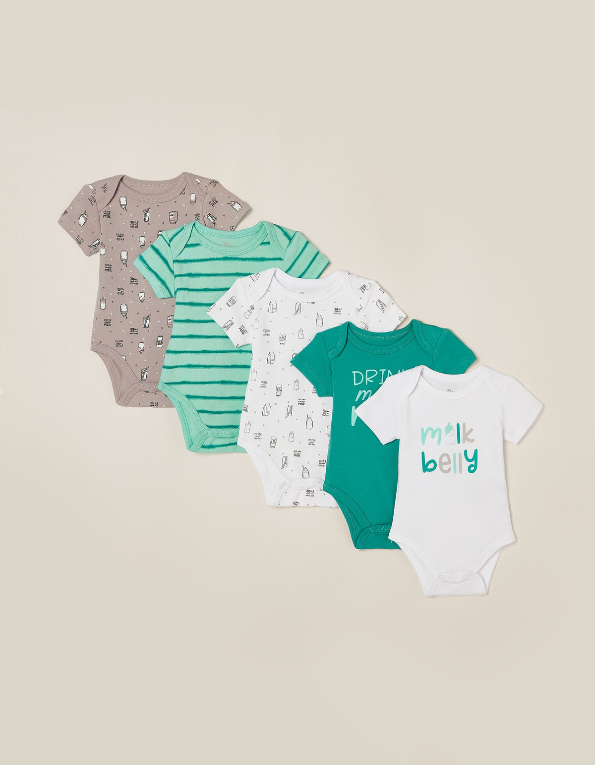 Zippy Baby Boys 'Milk Belly' 5 Pack Bodysuits