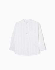 Zippy Cotton Shirt With Mao Collar And Embroidery For Baby Boys