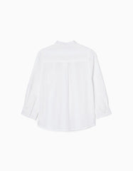 Zippy Cotton Shirt With Mao Collar And Embroidery For Baby Boys