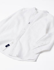Zippy Cotton Shirt With Mao Collar And Embroidery For Baby Boys