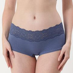 La Senza Lace Trim Boy Short Brief - Gray Blue