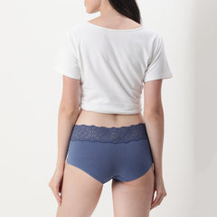 La Senza Lace Trim Boy Short Brief - Gray Blue