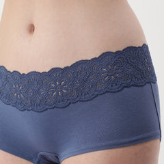 La Senza Lace Trim Boy Short Brief - Gray Blue