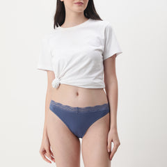 La Senza Lace Trim High Leg Bikini Brief- Gray Blue