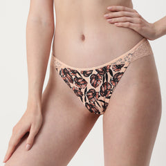 La Senza Retro Leaf Print Lace Side & Back Trim Mini Cheeky Brief- Peach