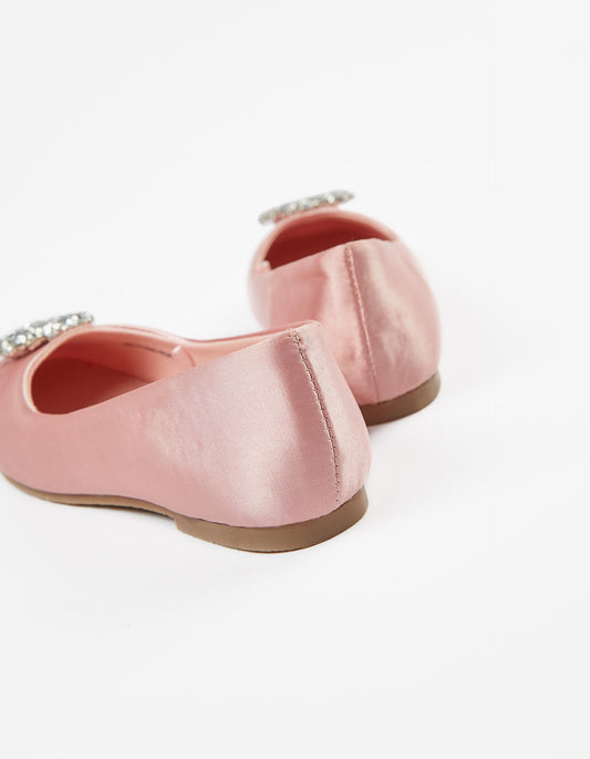 Zippy Girls Satin Ballet Pumps With Rhine Stones