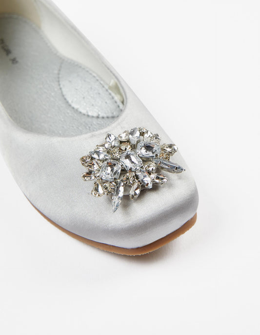 Zippy Girls Satin Ballet Pumps With Rhine Stones