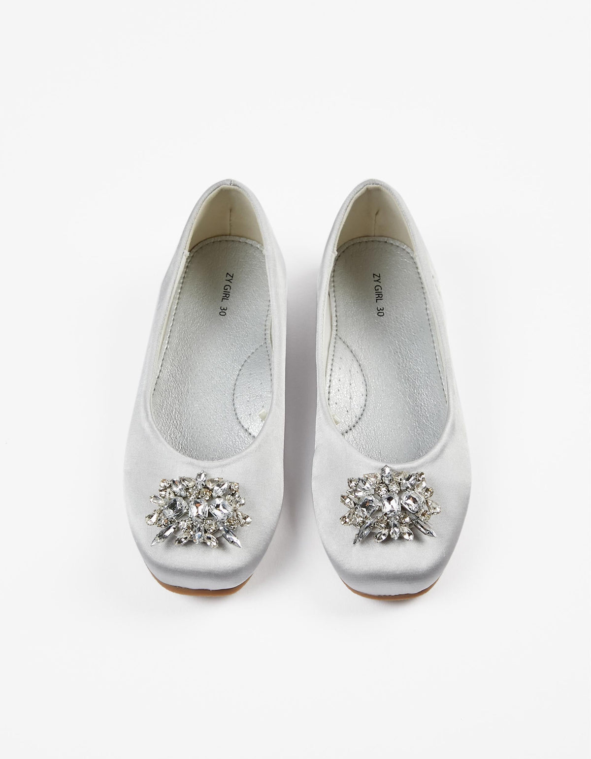 Zippy Girls Satin Ballet Pumps With Rhine Stones