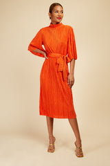 Little Mistress Red High Neck Midi Dress