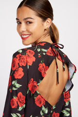 Little Mistress Floral Print Split Hem Midi Dress