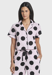 Sleep Cropped Shirtcropped Shirt Polka Dot