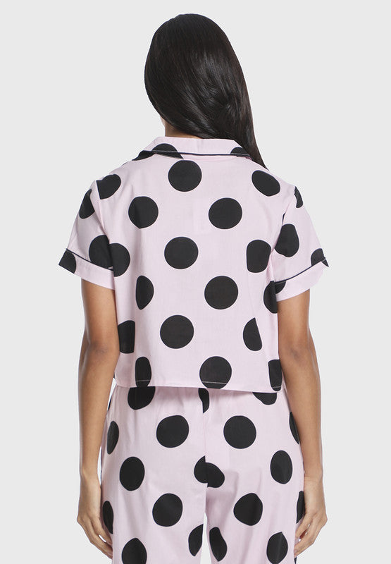 Sleep Cropped Shirtcropped Shirt Polka Dot