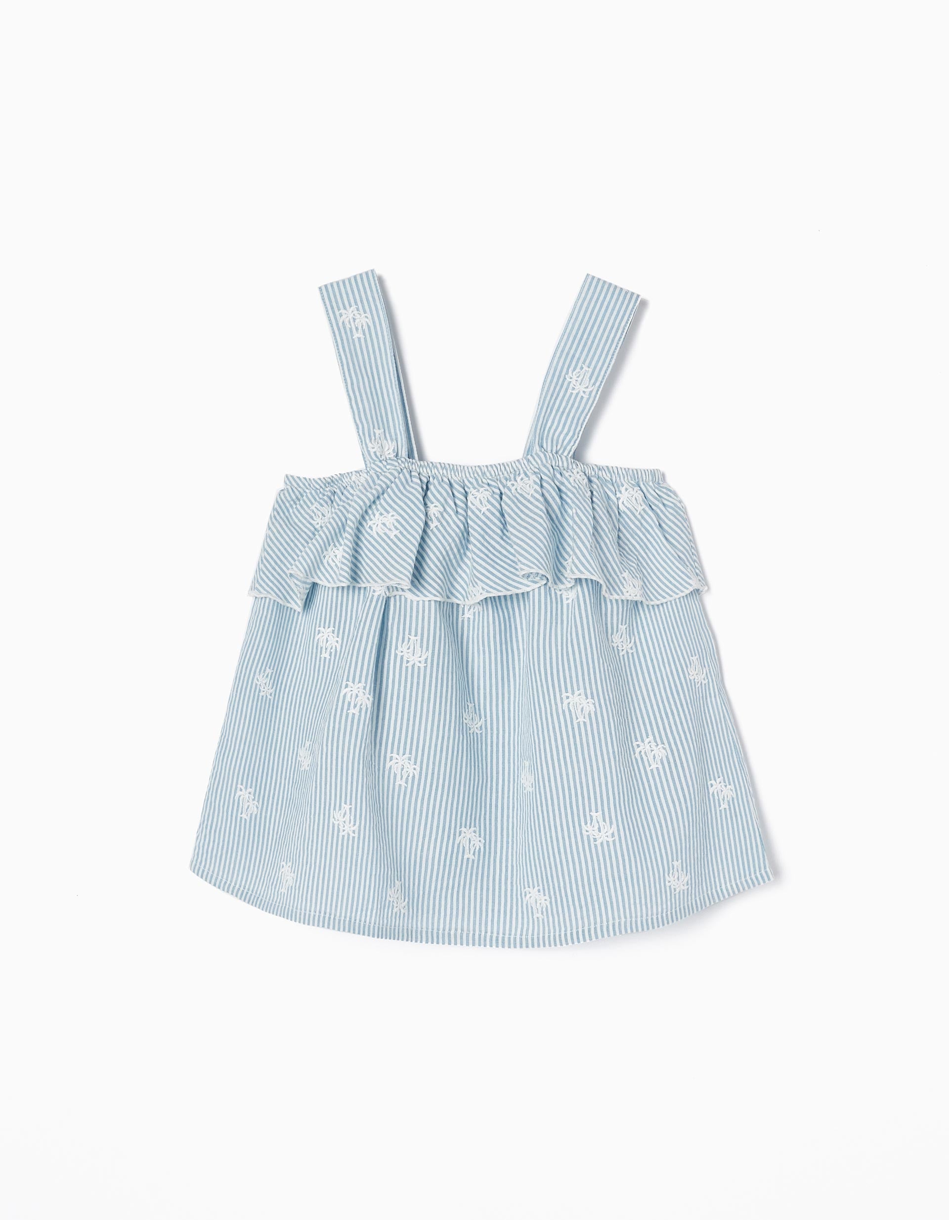 Zippy Striped Cotton Top With Embroidered Details For Baby Girls