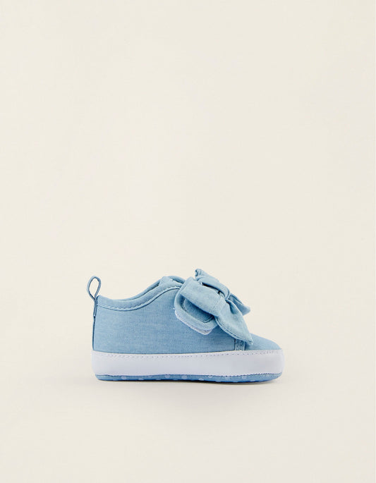 Zippy Newborn Girls Fabric Trainers With Bow