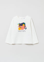 Ovs Cotton T-Shirt With Kitten Print