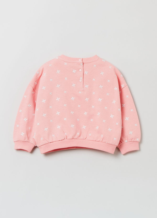 Ovs Housebrand Cotton Sweatshirt With Small Flowers Embroidery