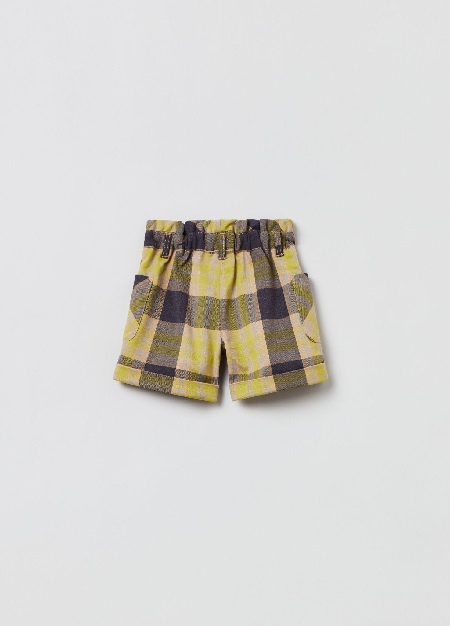 Ovs Paper Bag Shorts With Tartan Pattern