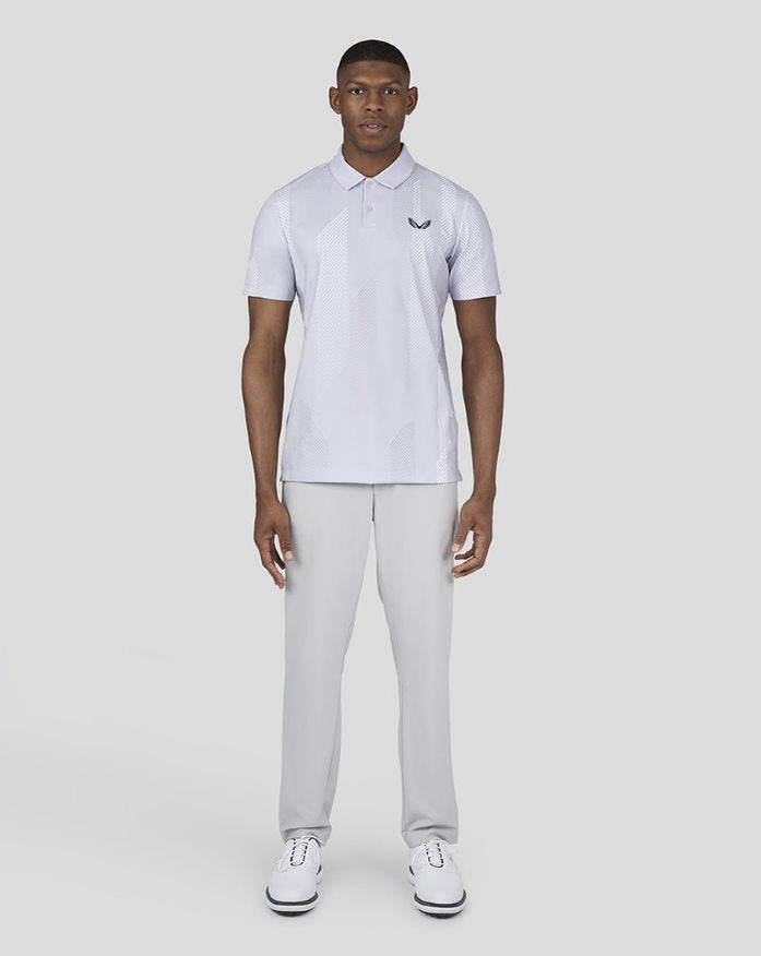 Men'S Golf Printed Polo - Stone Grey